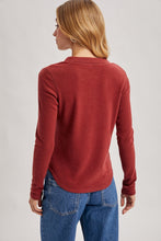 Load image into Gallery viewer, Wine Henley Snap Button Long Sleeve
