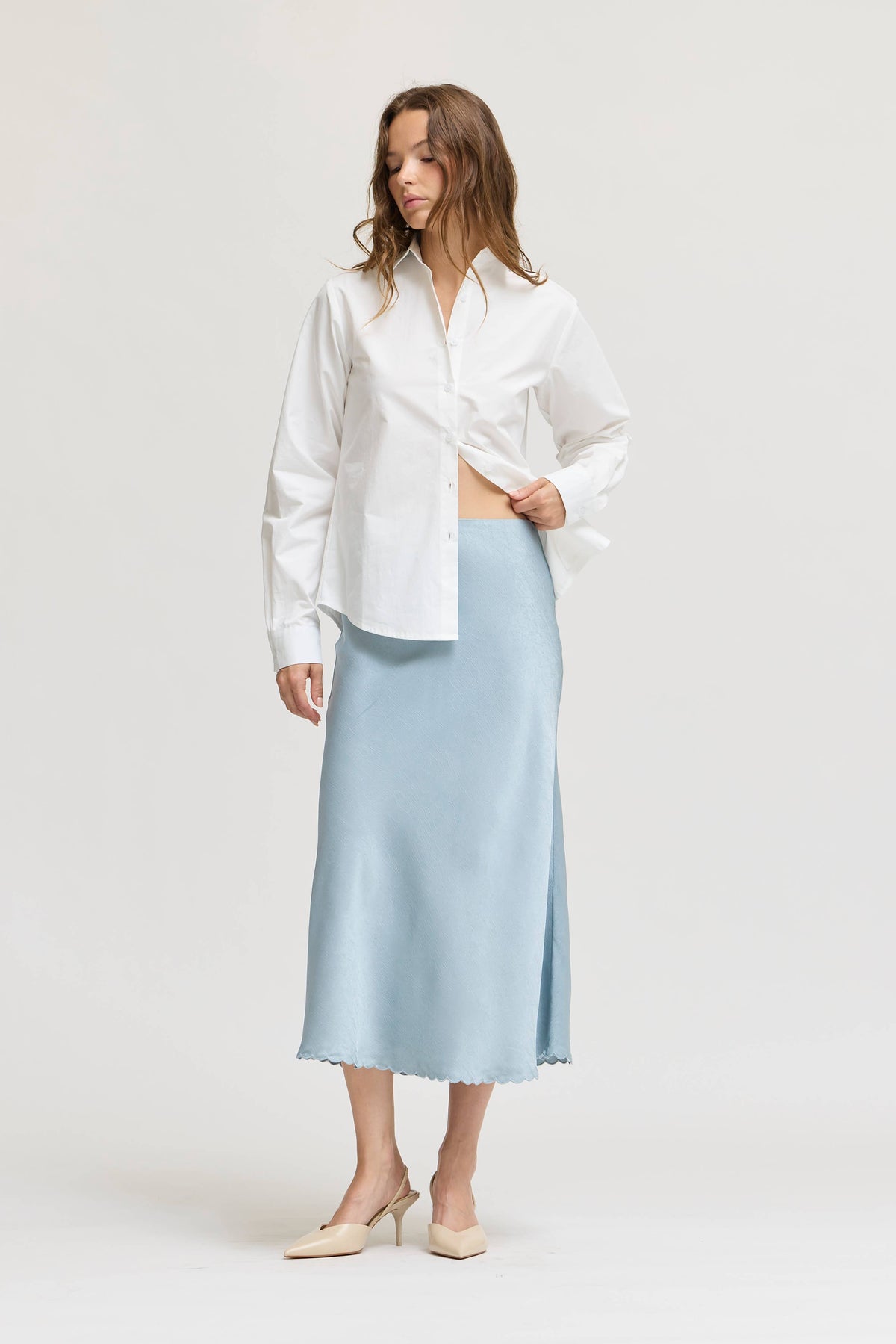 White Button Up Poplin Shirt