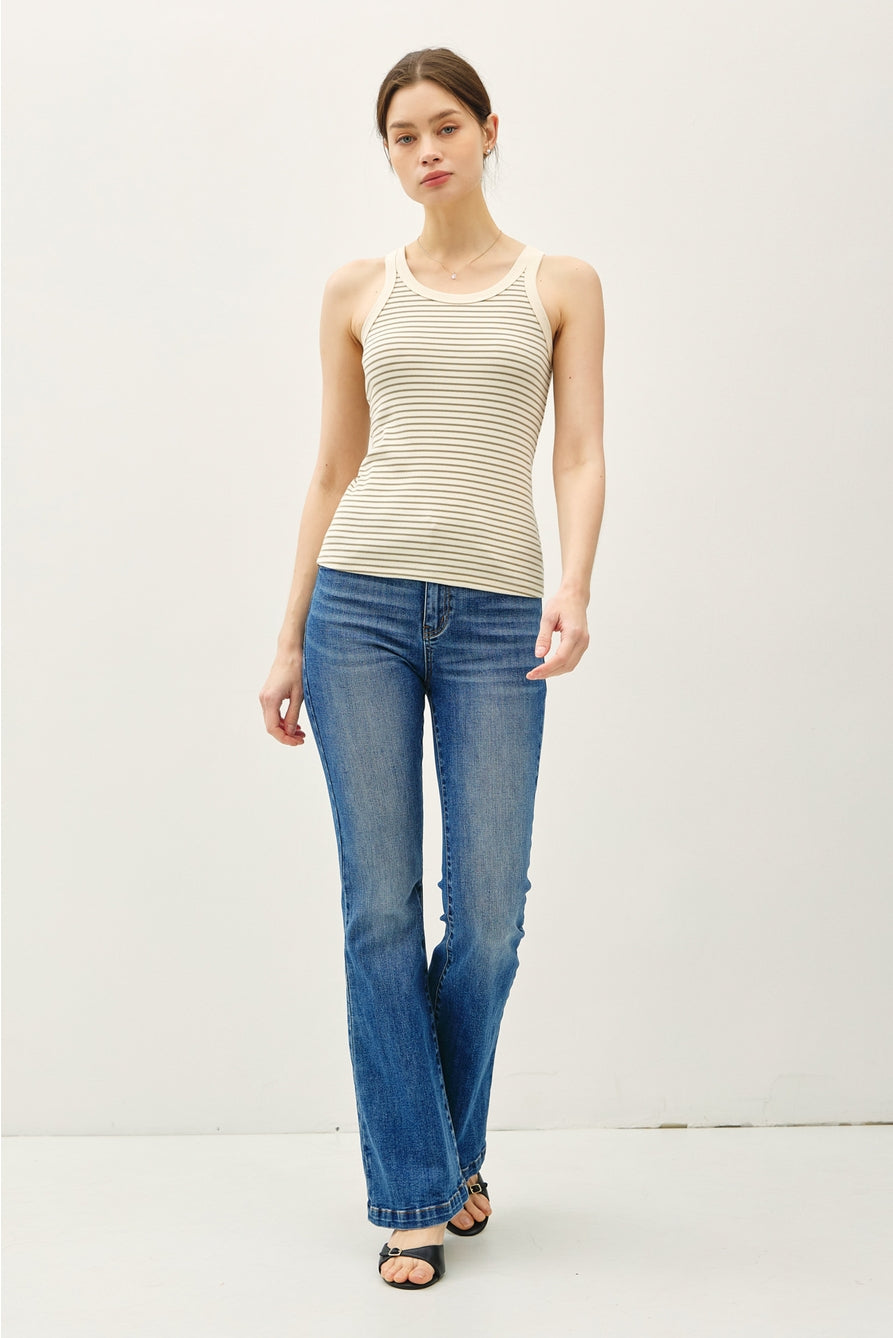 Olive Ribbed Tank Top