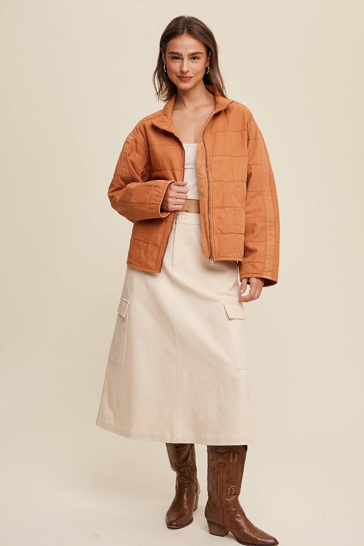 Quilted Cotton Zip Jacket