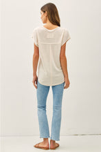 Load image into Gallery viewer, Natural Raw Edge V-neck Tee
