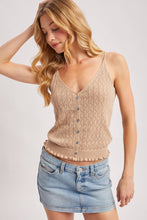 Load image into Gallery viewer, Pointelle Ruffled Knit Hem Tank
