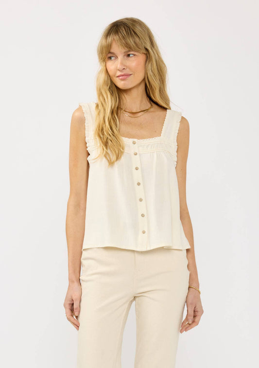 Pintuck Lace Trim Tank 