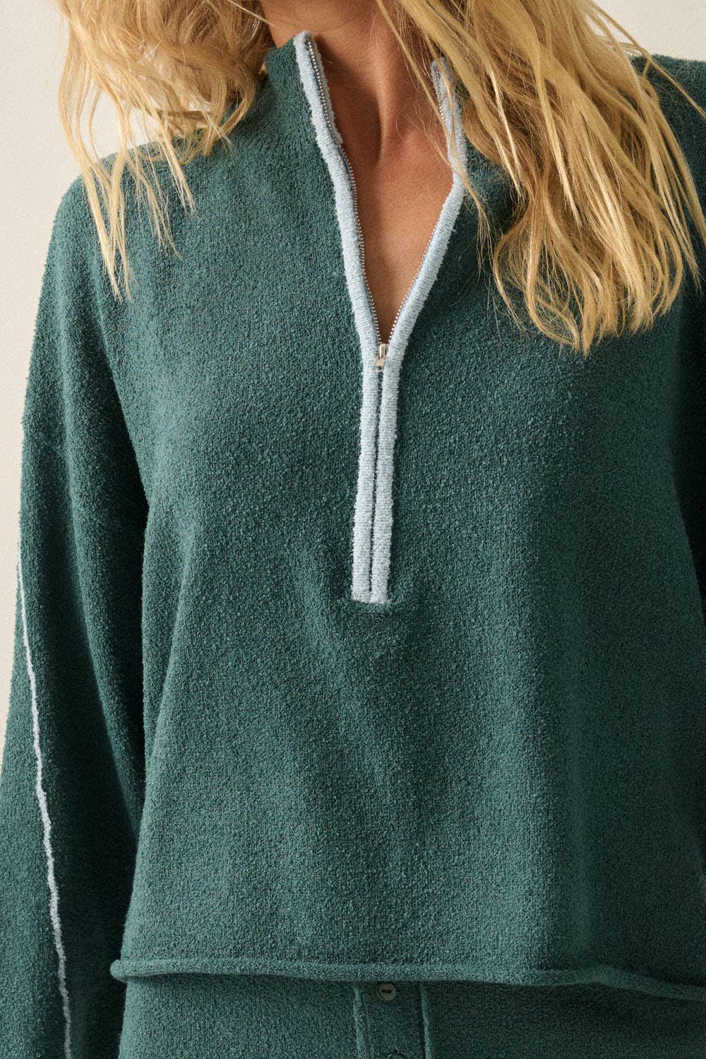 Textured Knit Half-Zip Mock-Neck Sweater