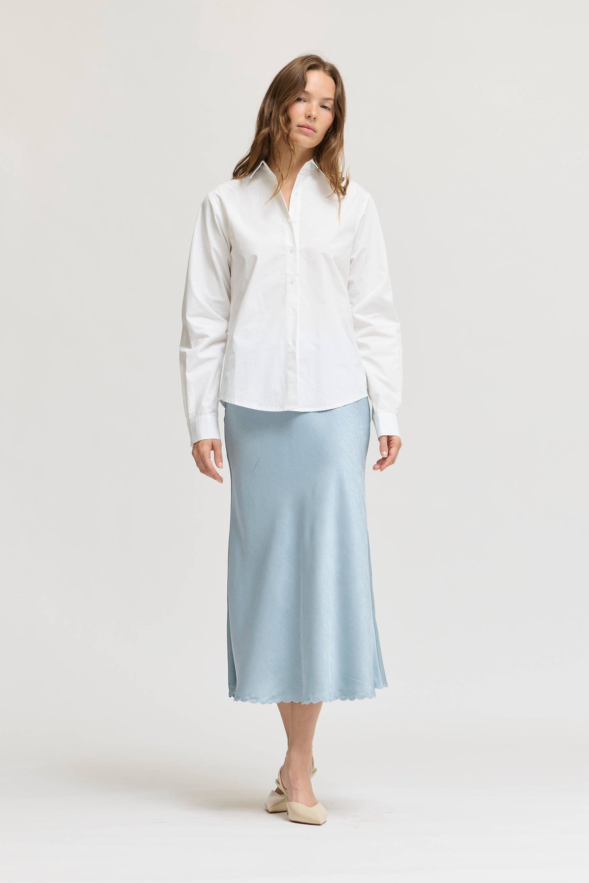 White Button Up Poplin Shirt