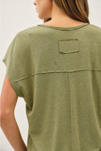 Load image into Gallery viewer, Fern Raw Edge V-neck Tee

