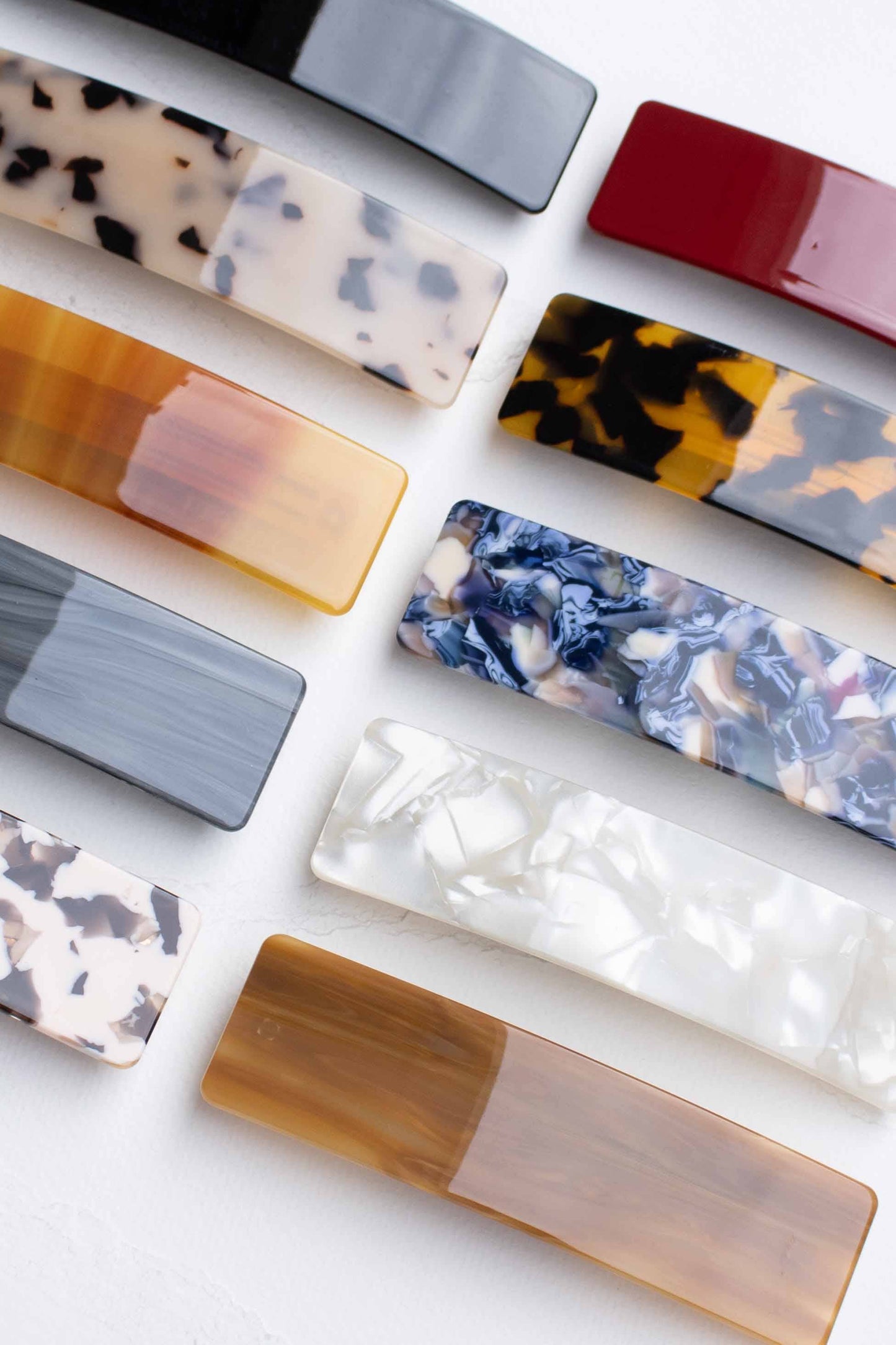 Classic Rectangular Cellulose Acetate Hair Barrettes