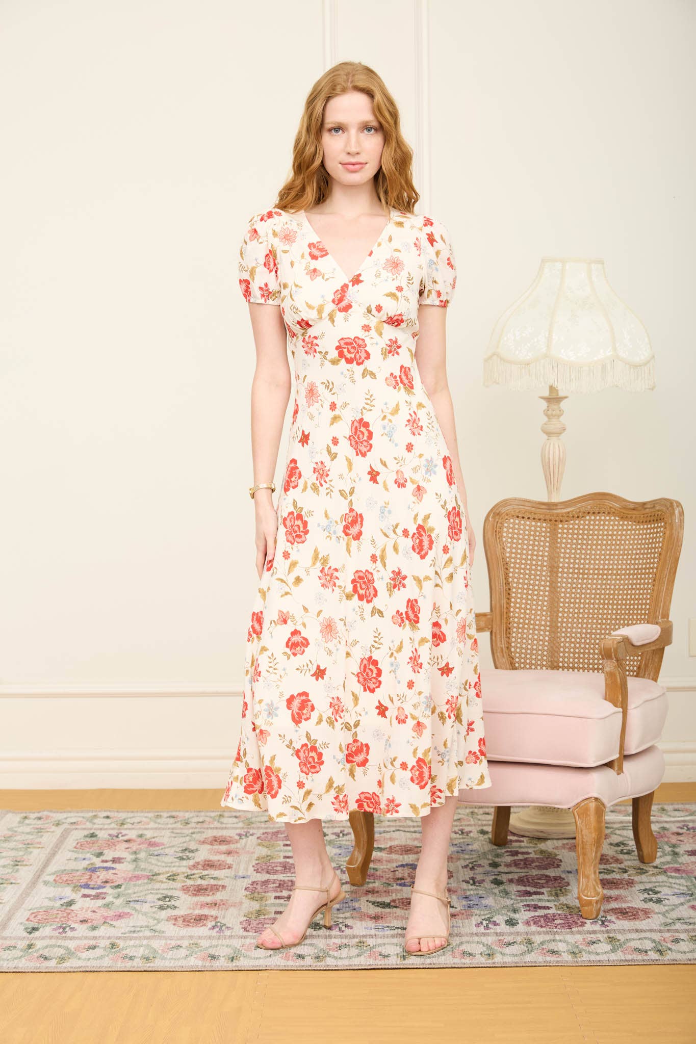 Floral Midi Slip On Dress