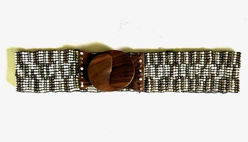 Cream Striped Hand Loomed Beaded Belt Erik & Mike