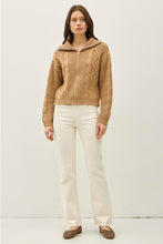 Load image into Gallery viewer, Cable Knit Zip Up Sweater
