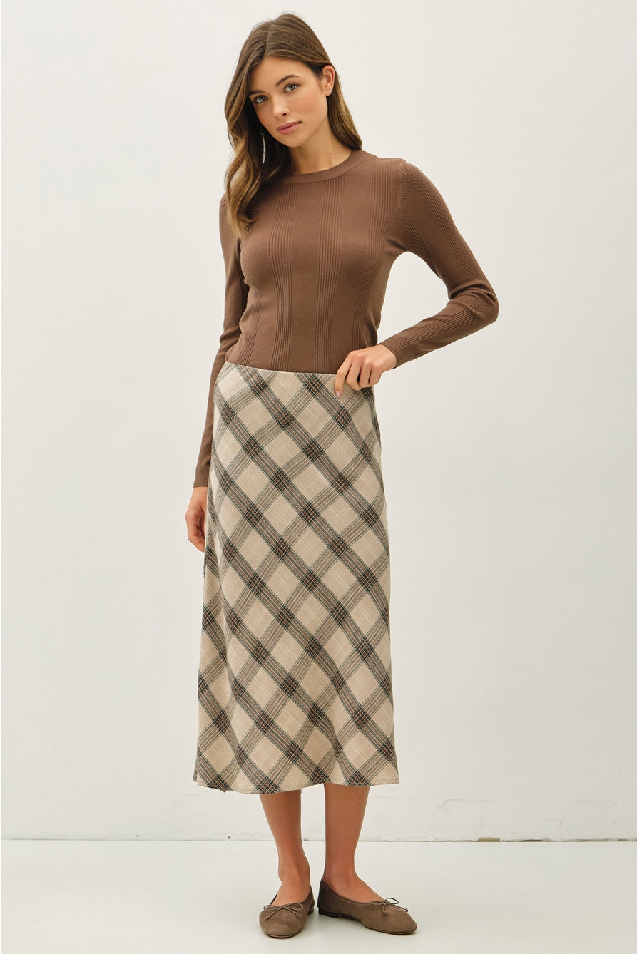 Ruther Plaid Midi Skirt