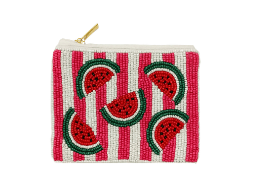 Ladies Watermelon Slices Fully Beaded Coin Purse 