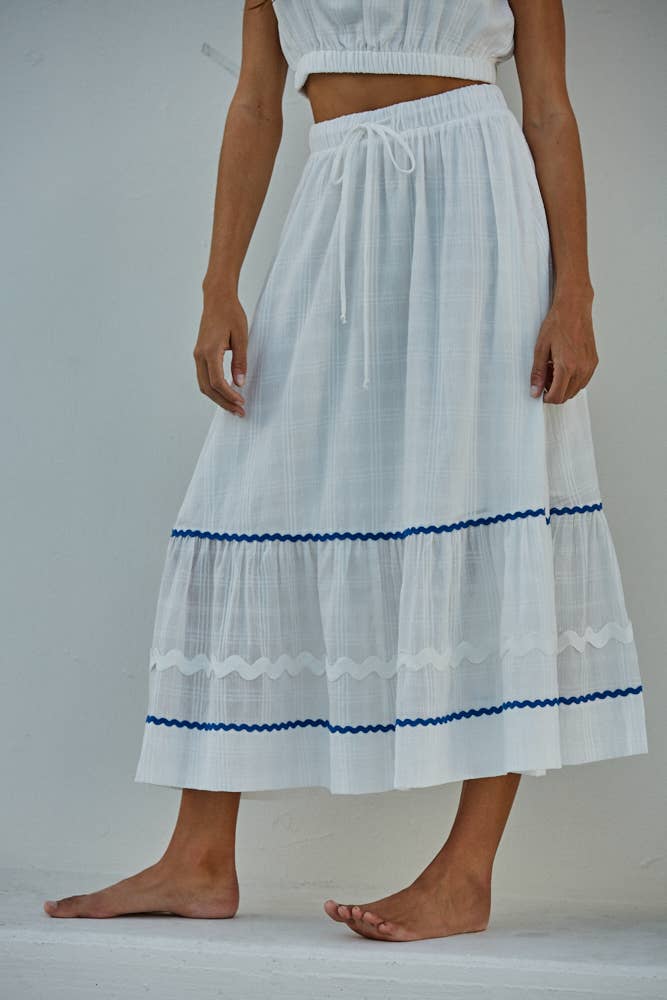 Woven Cotton Flare Midi Skirt