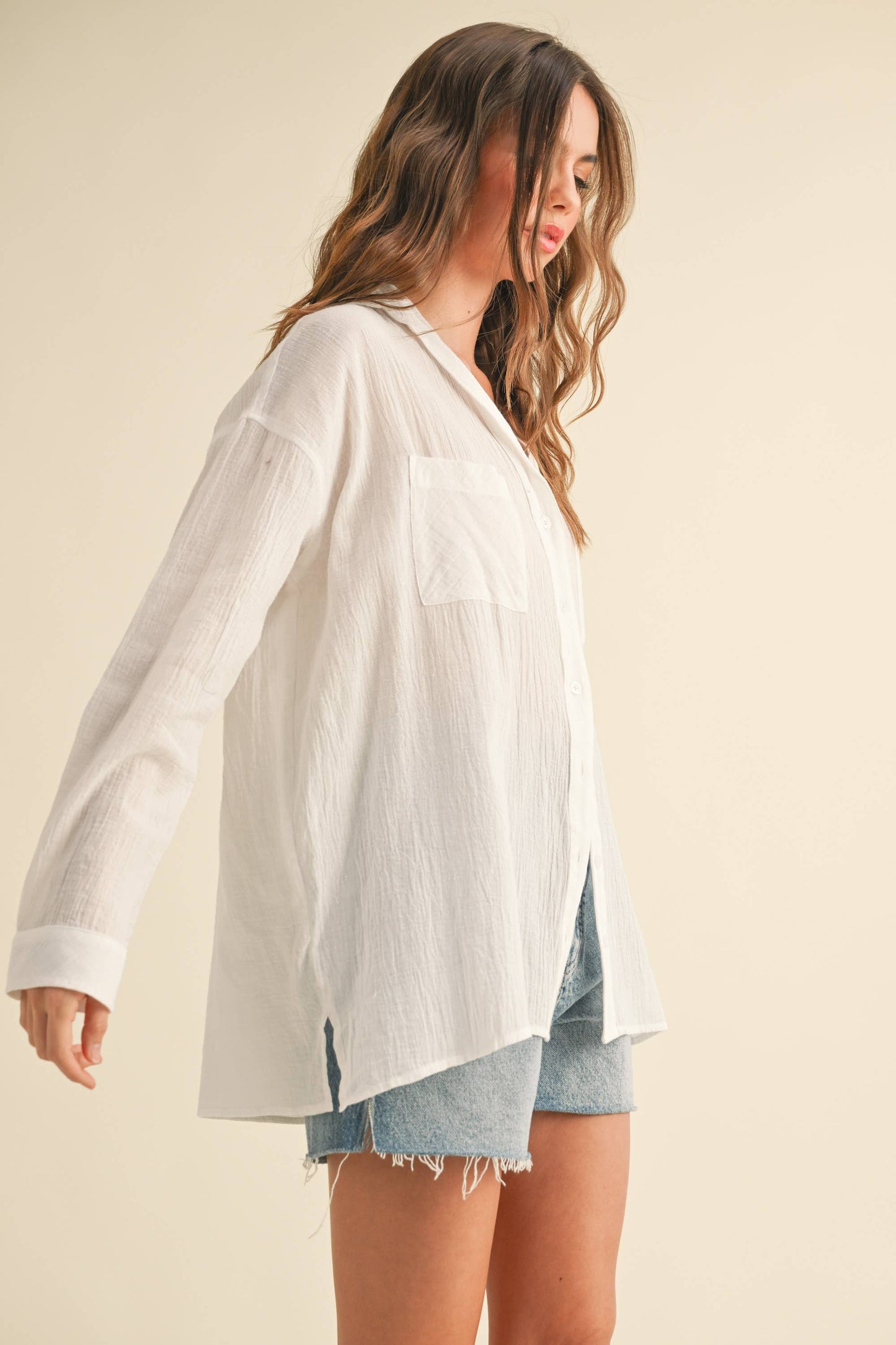 Classic White Button Up Top 