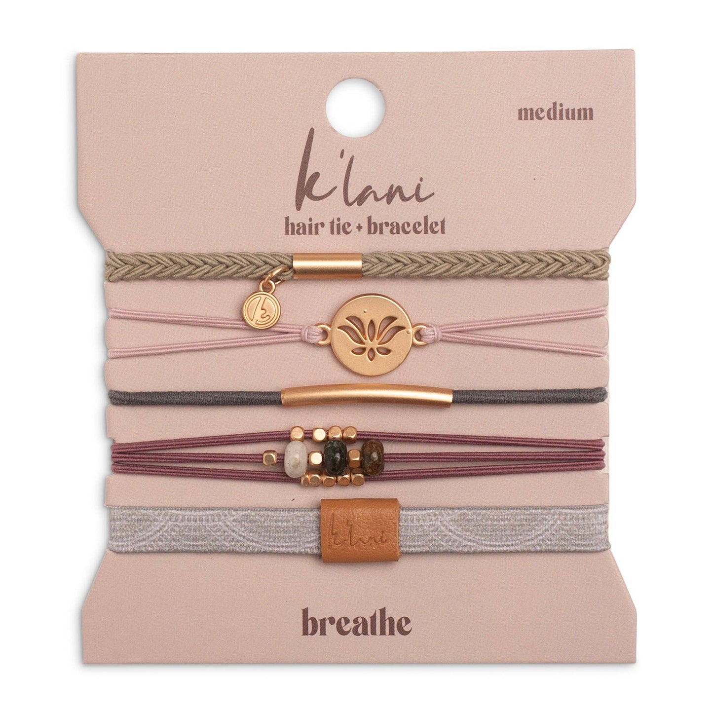 "Breathe" Lotus Flower Earthy Tones Hair Tie Bracelets 