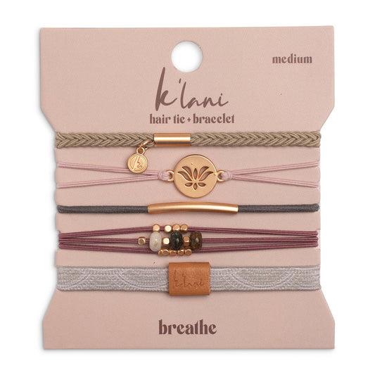 "Breathe" Lotus Flower Earthy Tones Hair Tie Bracelets 