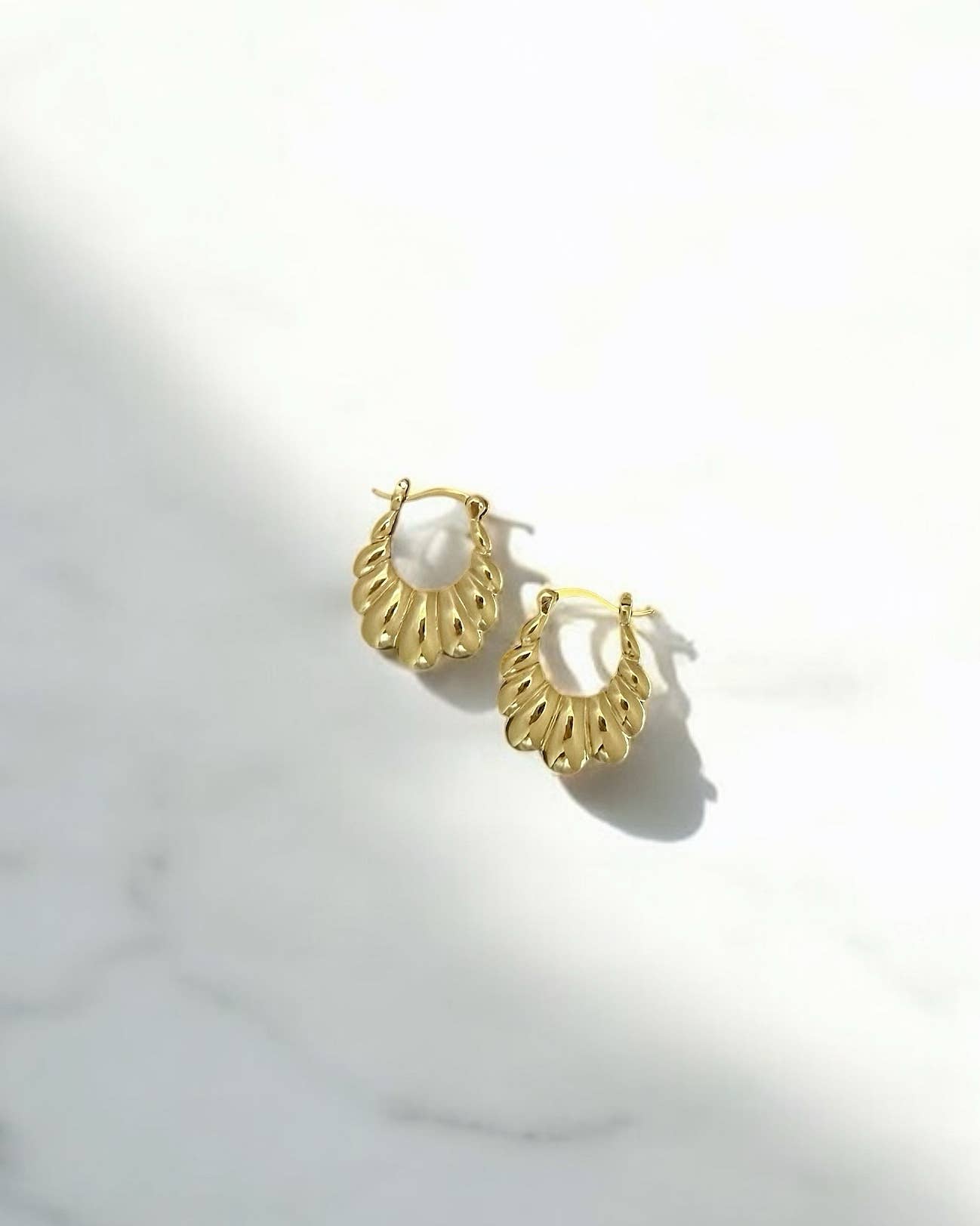 Radiant Puffy Croissant Hoops Earrings Gold Filled