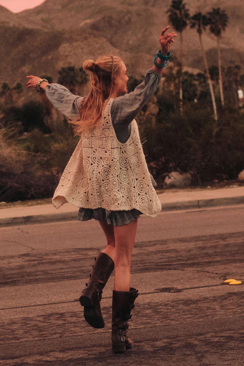 Crochet Knit Open Front Vest