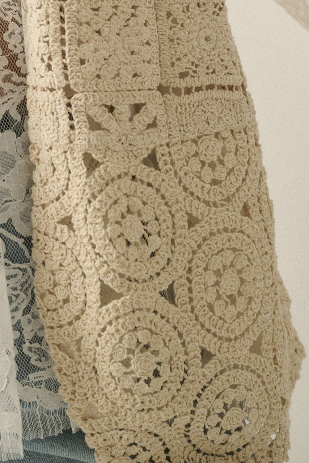 Crochet Knit Open Front Vest