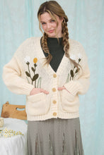 Load image into Gallery viewer, Floral Embroidered Cardigan Sweater
