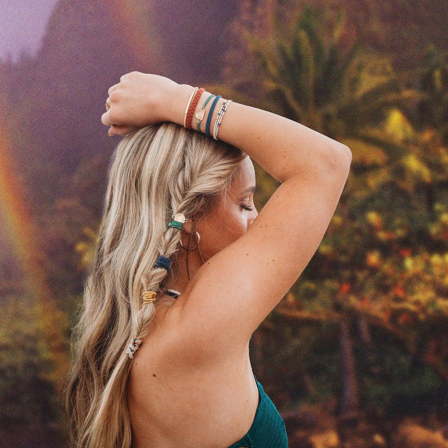 "Imagine" Gold Rainbow Themed Hair Tie Bracelets 
