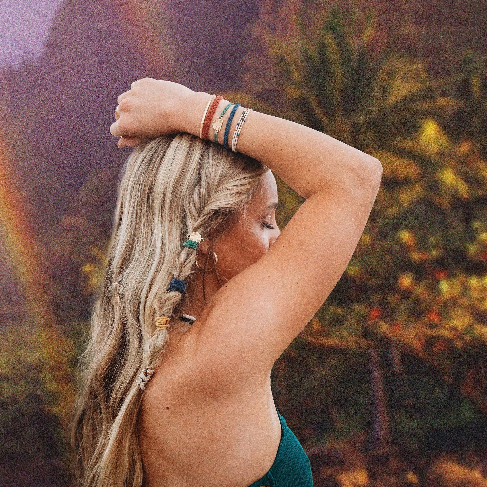 "Imagine" Gold Rainbow Themed Hair Tie Bracelets 