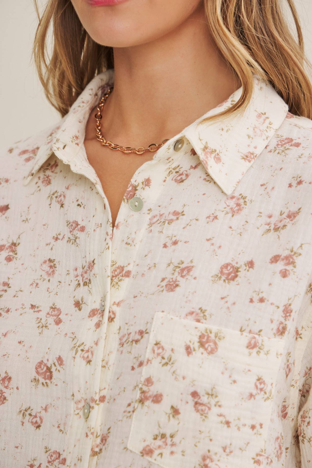 Floral Cotton Gauze Relaxed Fit Shirt