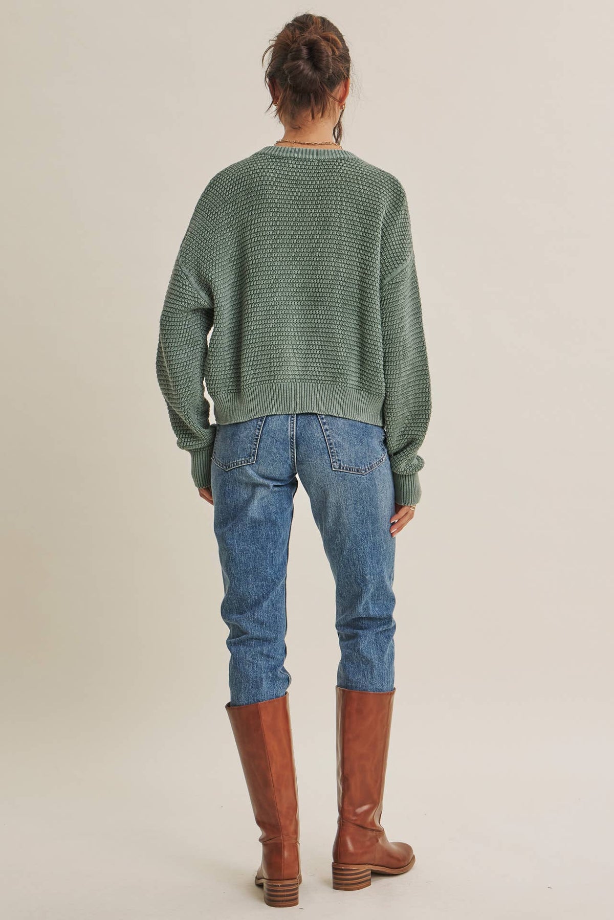 Sage Green Waffle Cardigan