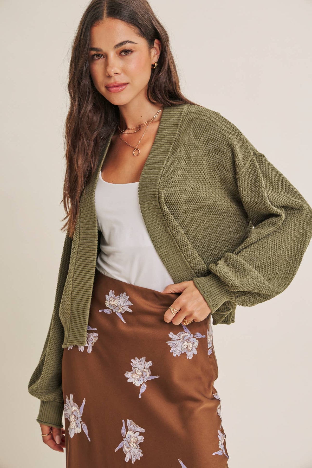 Olive Waffle Knit Everyday Cardigan