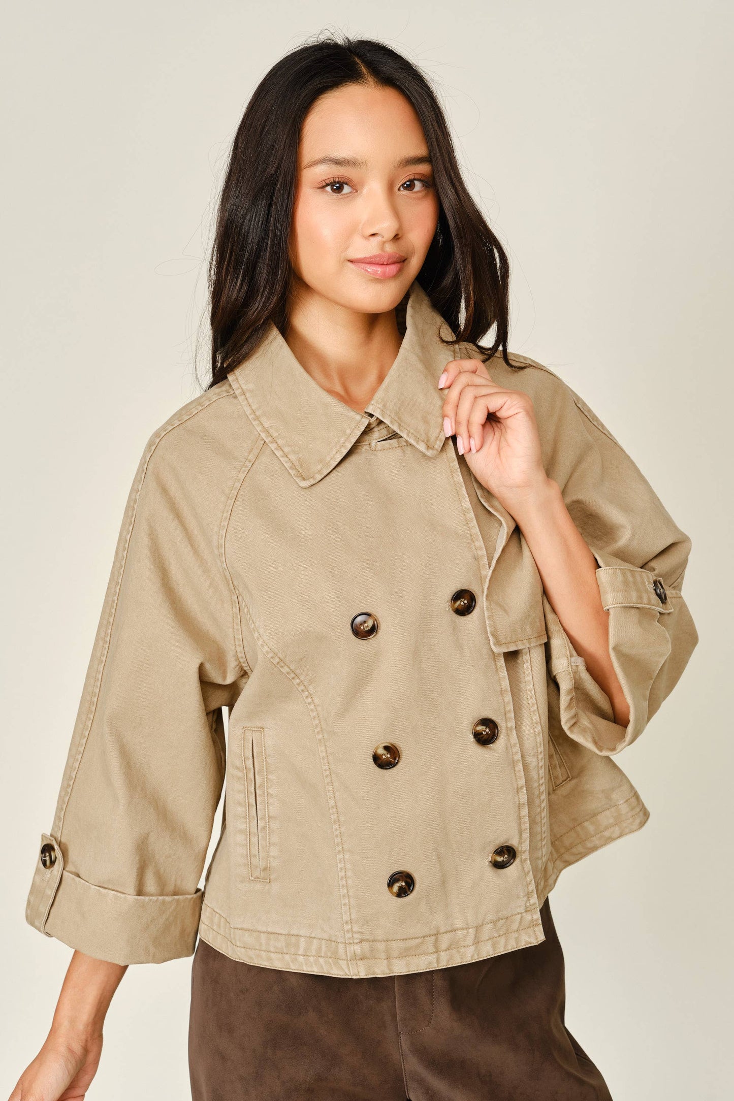 Washed Denim Kimono Sleeve Jacket