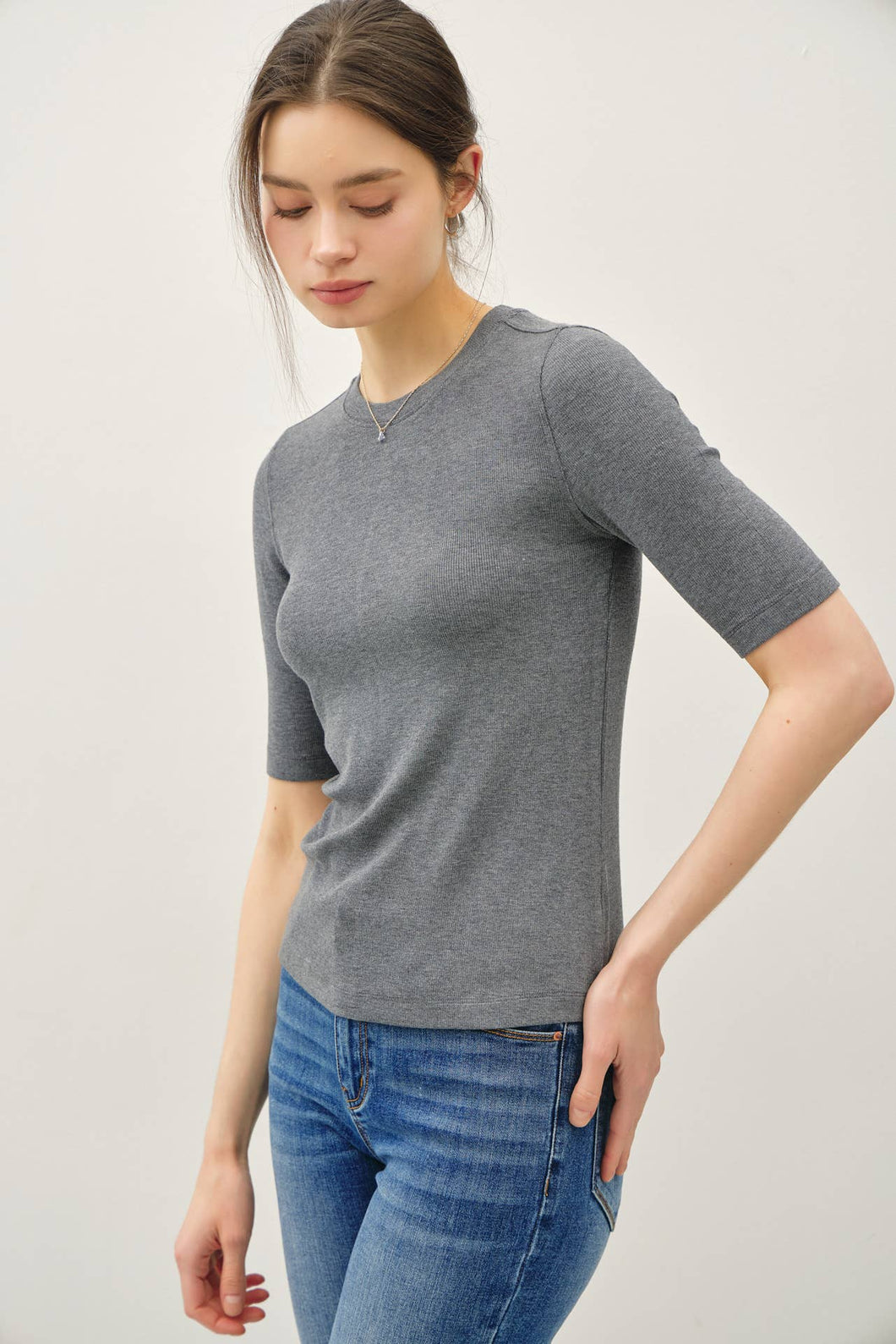 Classic Ribbed Crewneck Top