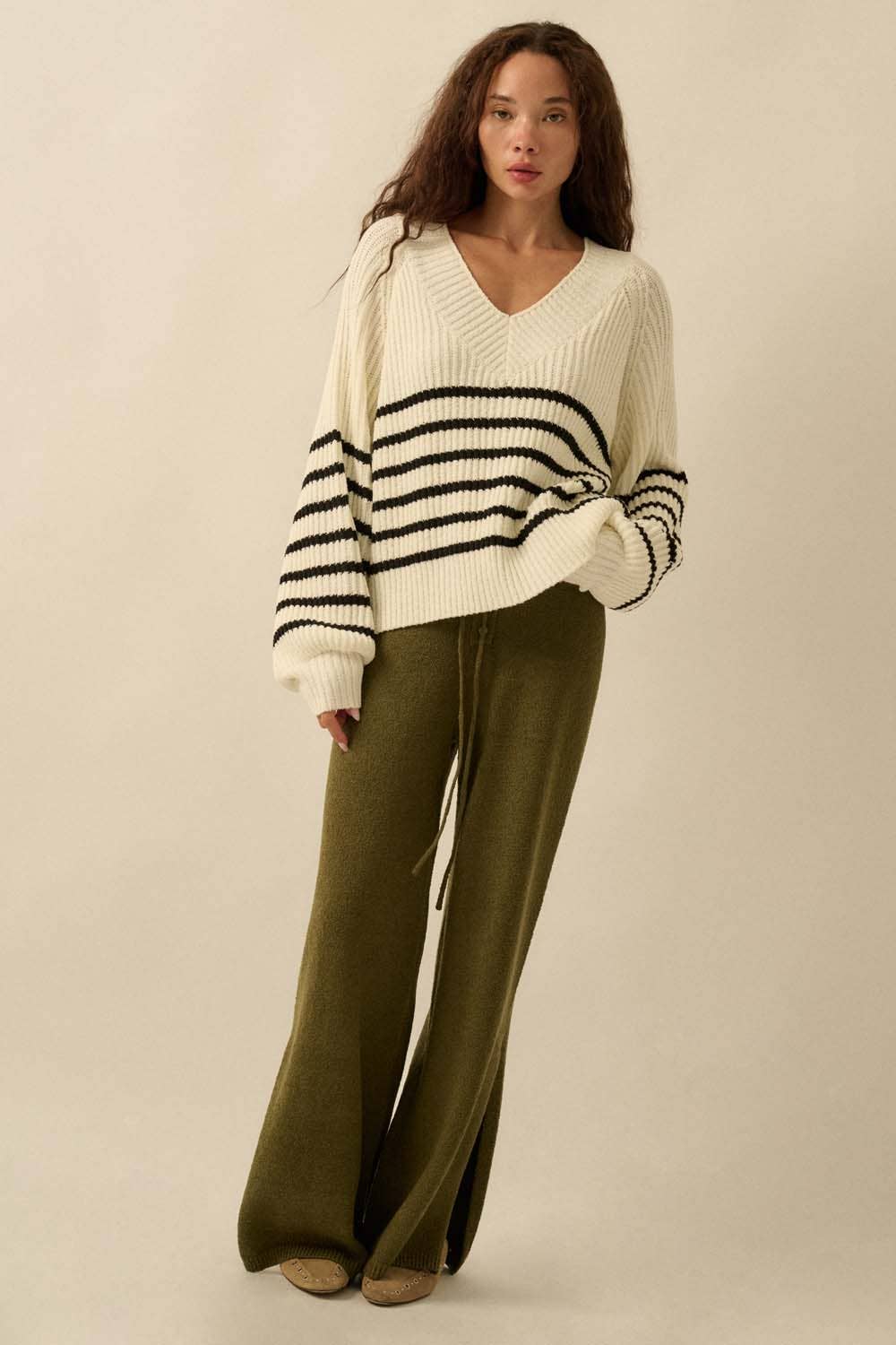 Knit Drawstring Sweater Pants