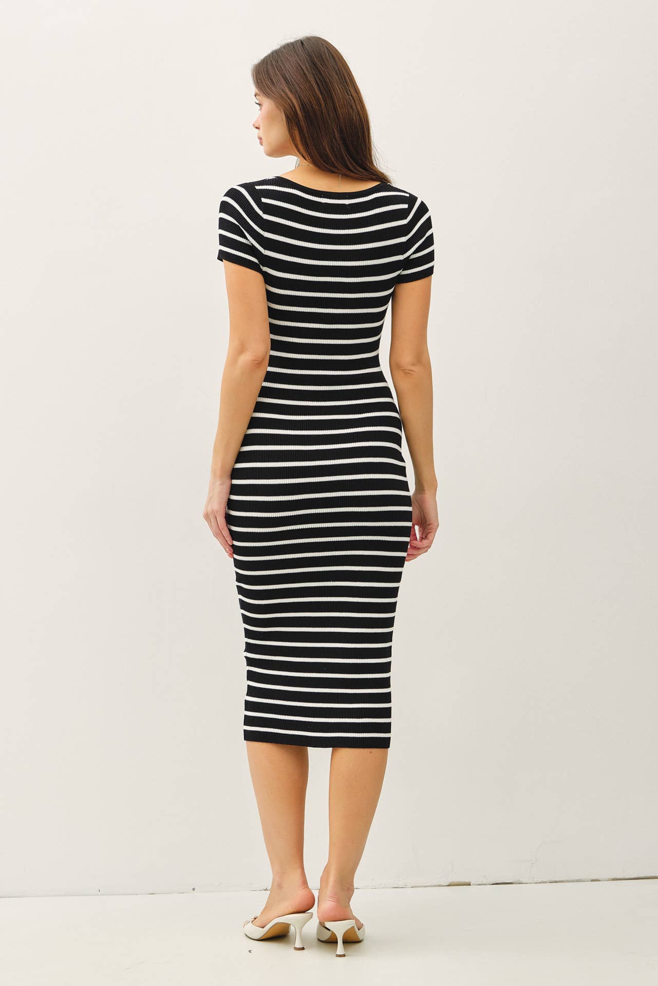 Striped Square Neck Bodycon Dress