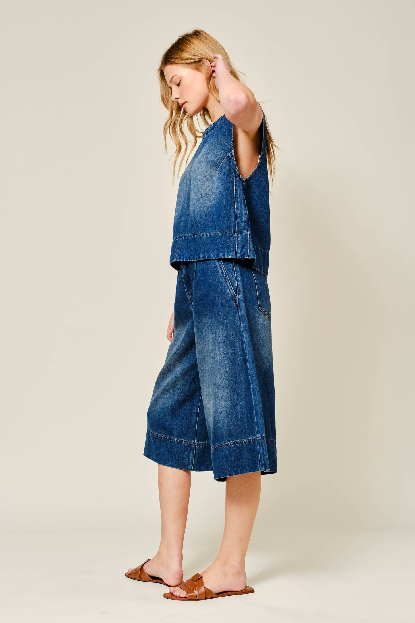 Washed Denim Sleevelss Top
