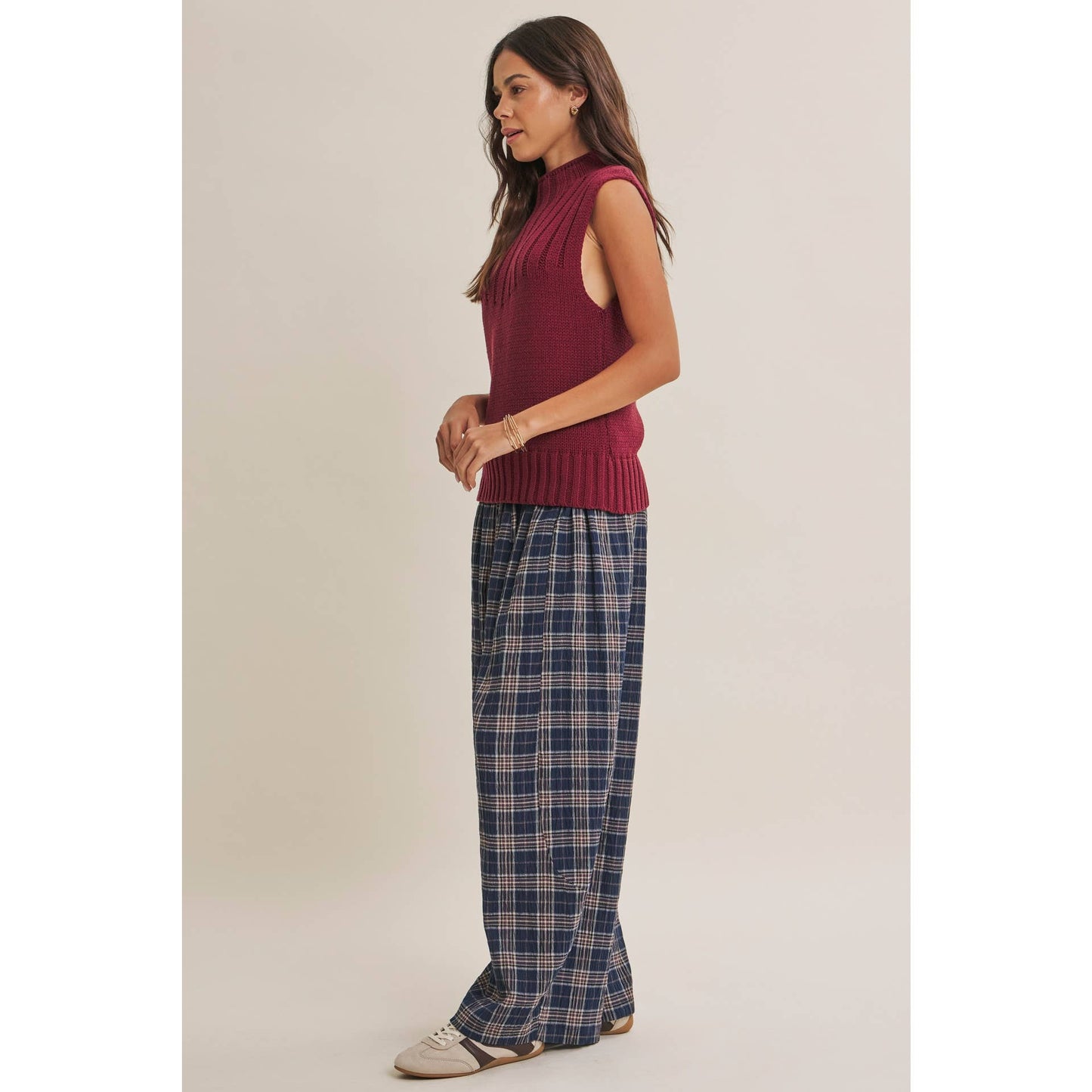 Burgandy Mock Neck Sweater Top