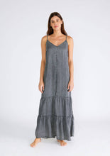 Load image into Gallery viewer, Grey Vintage Wash Sleeveless Tiered Maxi Dress

