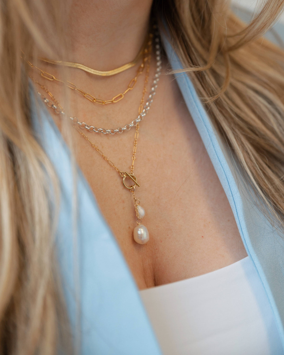 Brynn Pearl Toggle Gold Filled Necklace