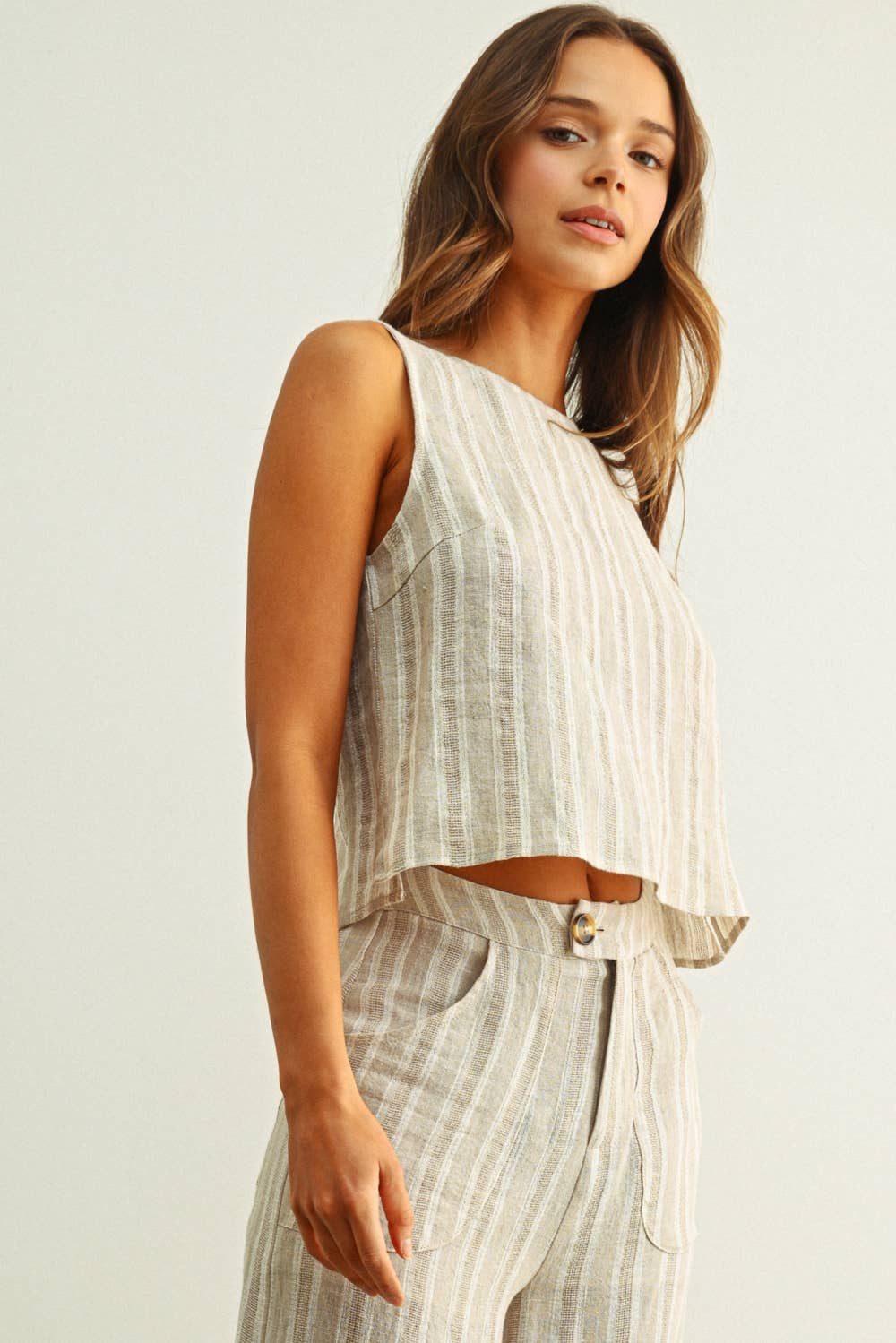 Linen Twist Back Tank 
