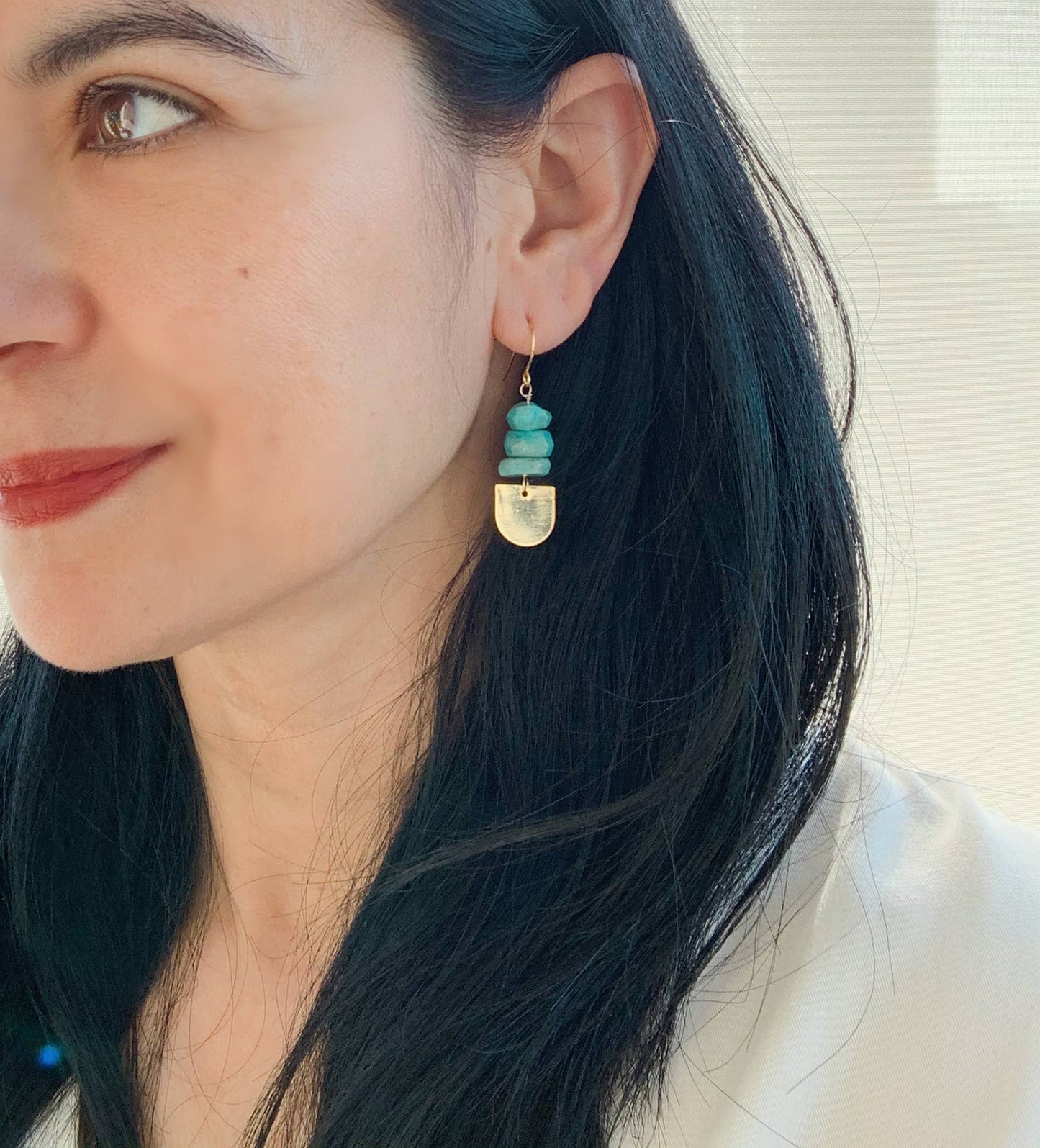 Amazonite Disc Earrings | Colorful Summer Earrings