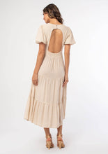 Load image into Gallery viewer, Gingham Puff Sleeve Open Back Tiered Midi Dress
