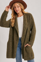 Load image into Gallery viewer, Olive Draped Collar Cardigan
