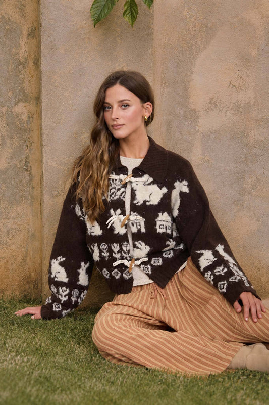 Fall Fuzzy Knit Cardigan with Toggle Closure