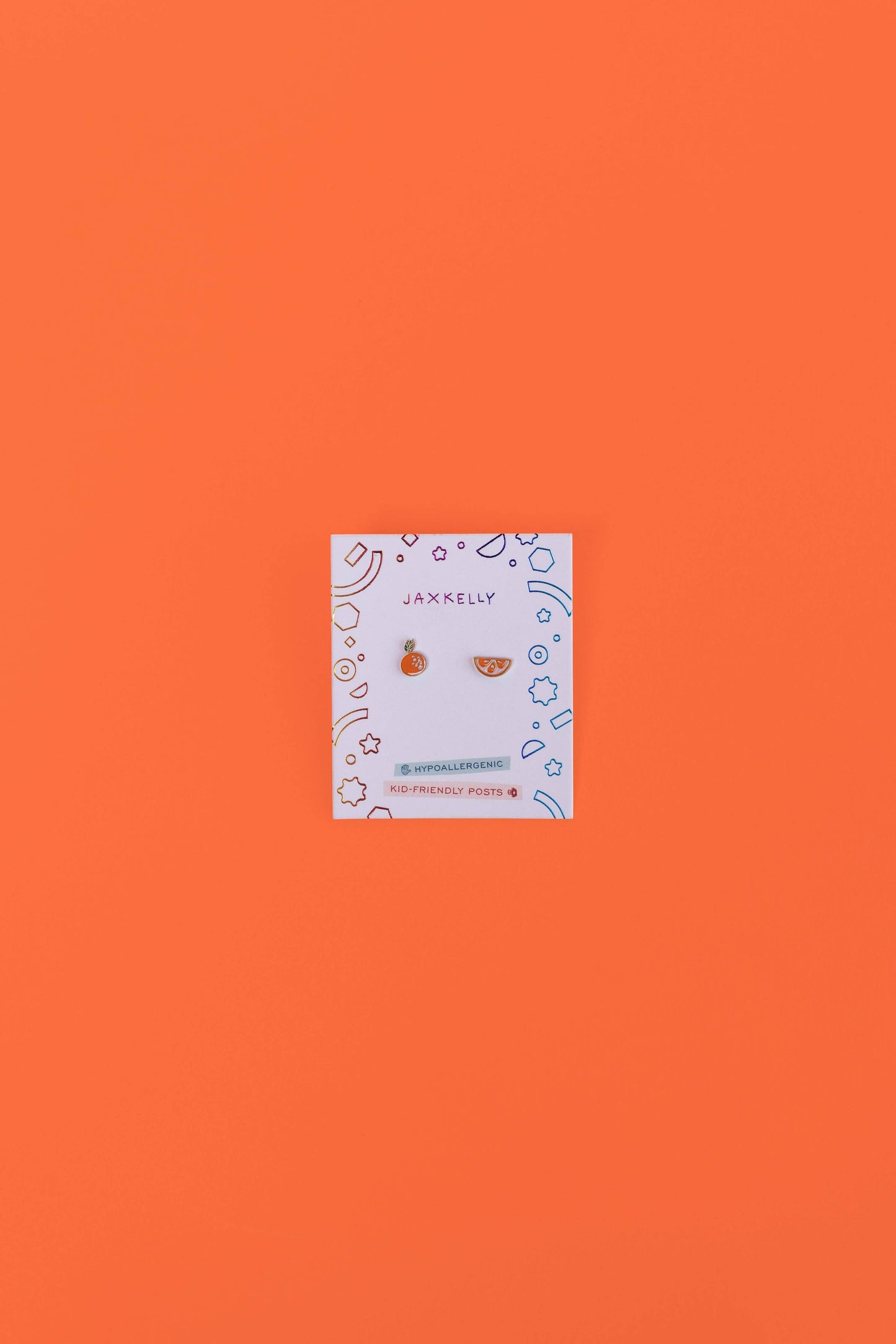 Orange Enamel Flat Back Kids Earrings 