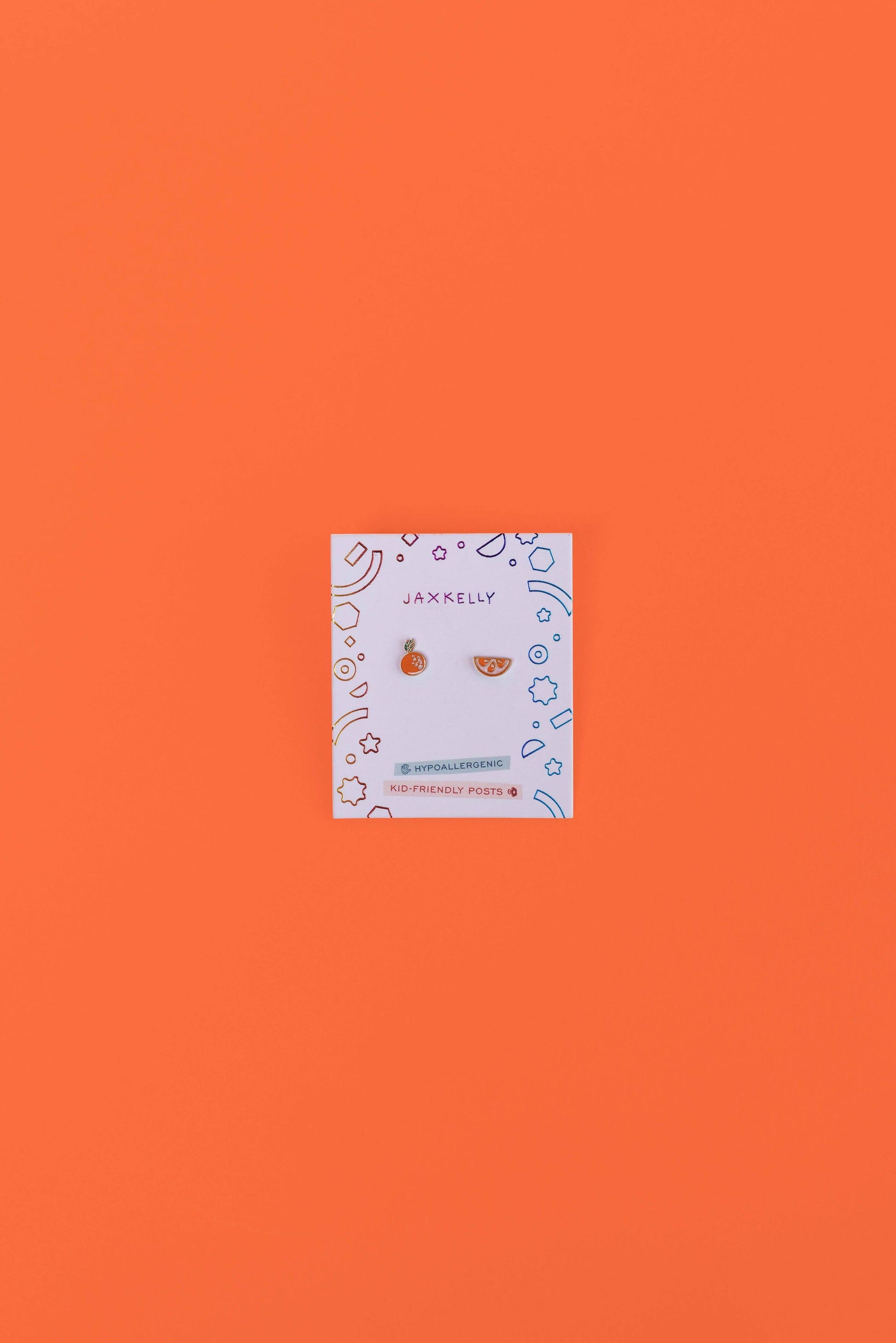 Orange Enamel Flat Back Kids Earrings 