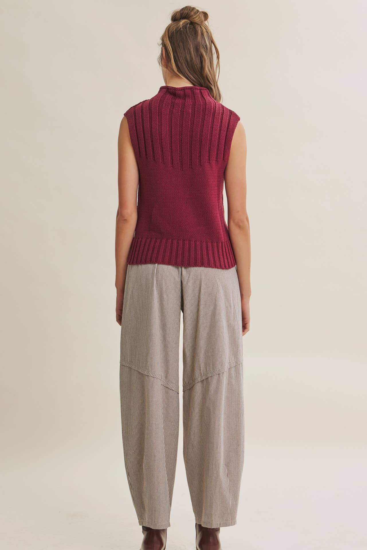 Burgandy Mock Neck Sweater Top