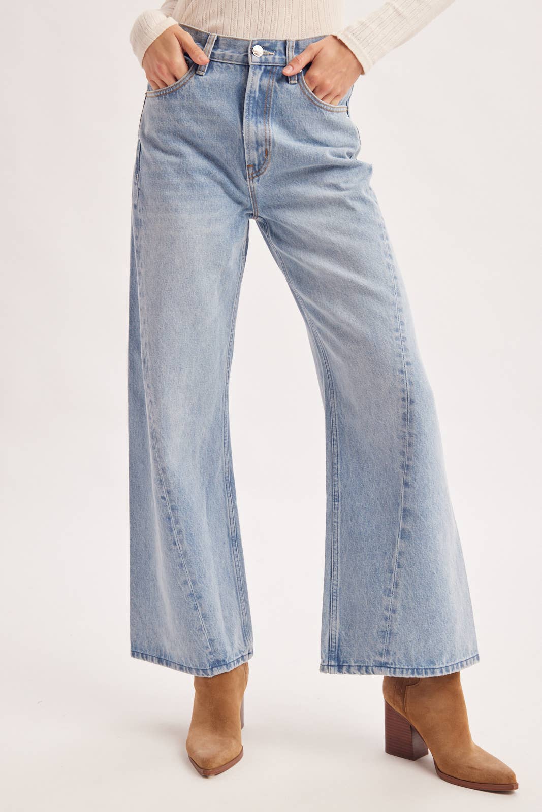 Vintage Wash High Waisted Wide Leg Jeans