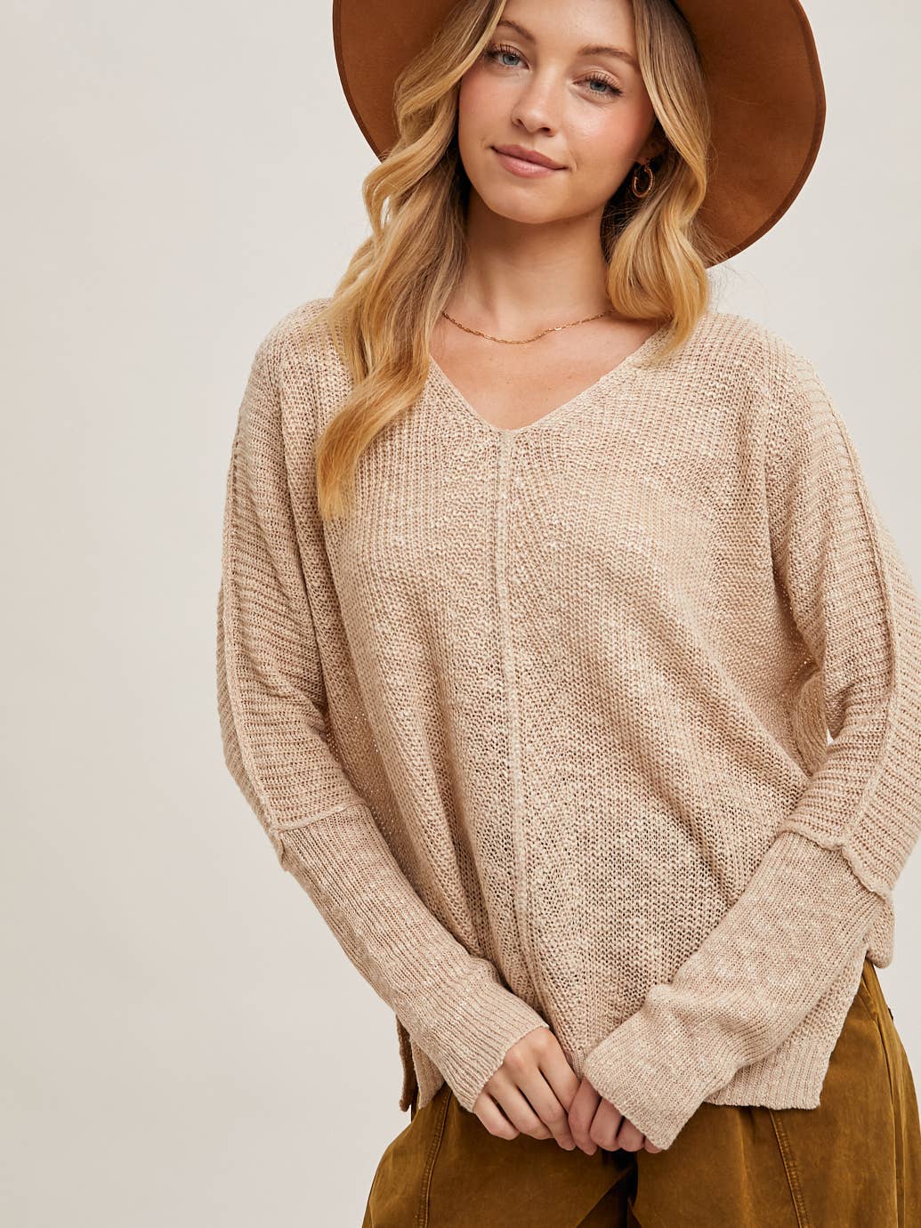 Oatmeal Sheer Loose-Fit Pullover