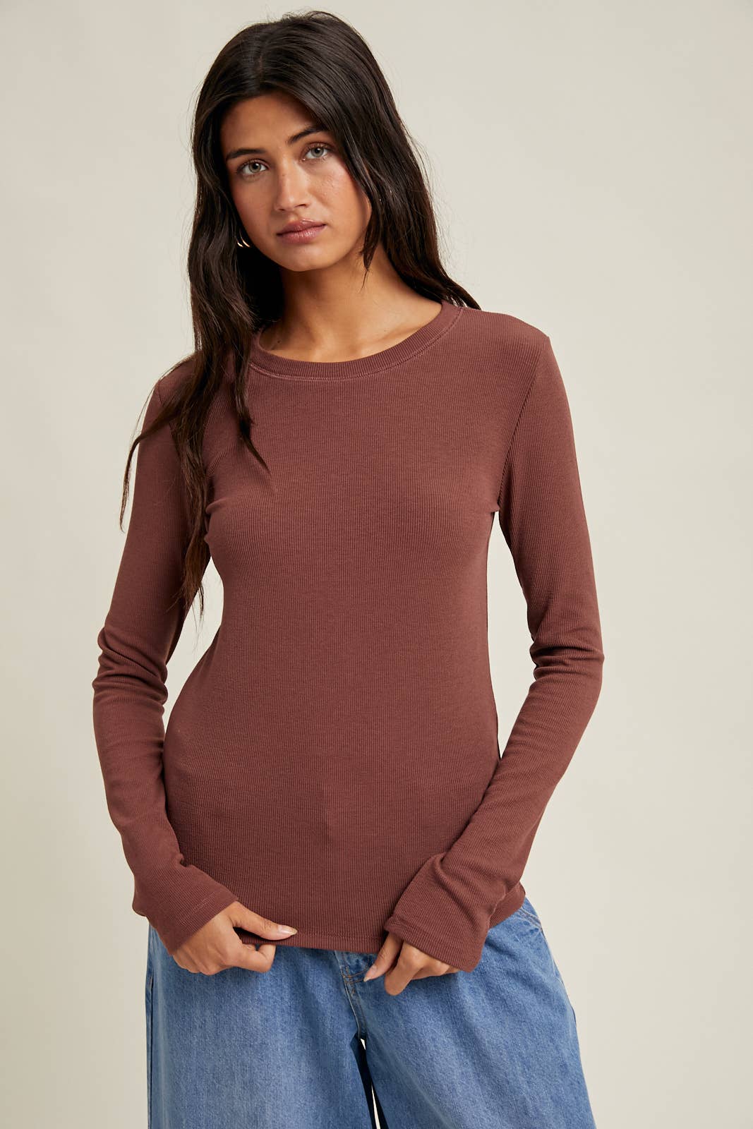 Espresso Round Neck Knit Top