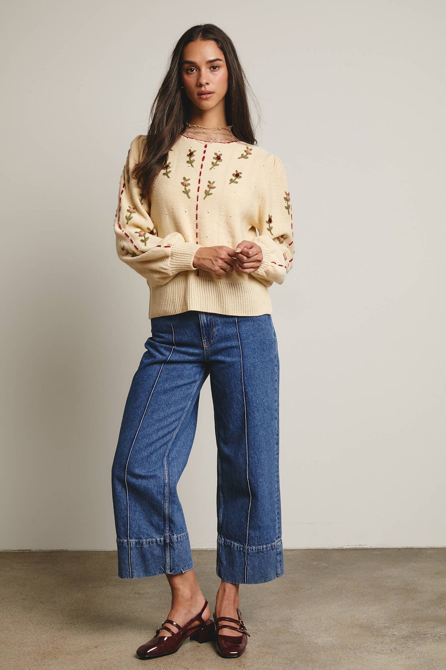 Embroidered Blossom Knit Sweater