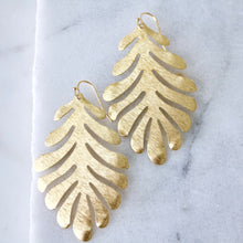 Load image into Gallery viewer, Brass Fan Leaf Earrings

